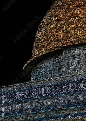 Repeated Arabic letters without any meaning, makes up a Jerusalem, Translation is conversion from these letters