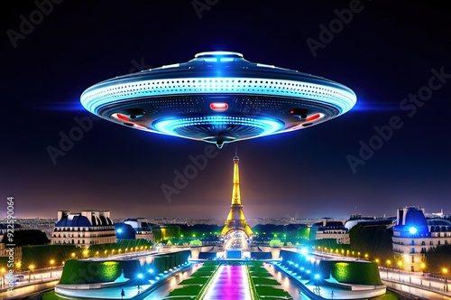 UFO flies over Paris.