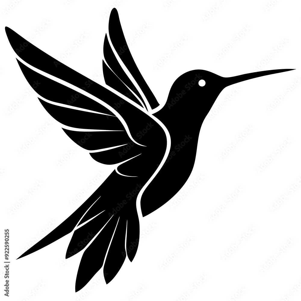 Fototapeta premium humming-bird-silhouette-vector-illustration- on a white background 
