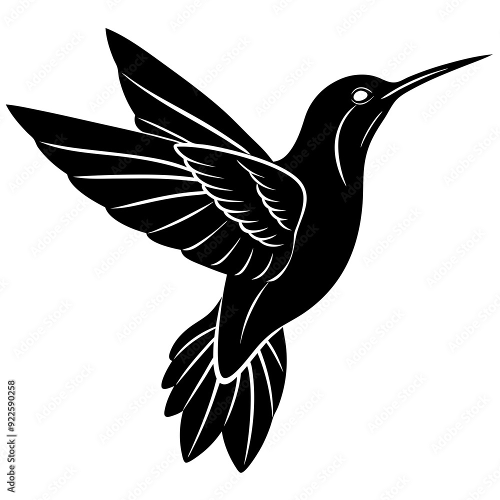 Obraz premium humming-bird-silhouette-vector-illustration- on a white background 