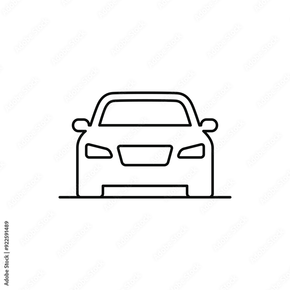 Car silhouette line icon. Front view. Vector illustration Car silhouette line icon. Front view. Vector illustration