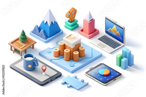 Modern Isometric Smart Startup Environment Illustration, Suitable for Diagrams, Infographics, Book Illustration, Game Asset, And Other Graphic Related Assets 