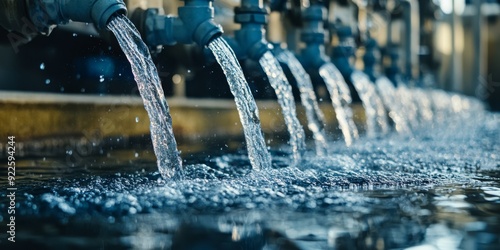 Witness the dynamic flow of water through industrial valves, demonstrating efficiency and clarity in motion