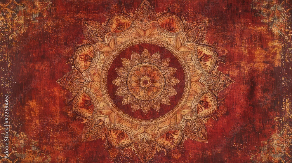 Bohemian-style sarong pattern with earthy tones and mandala designs. Bohemian-style sarong pattern with earthy tones and mandala designs.