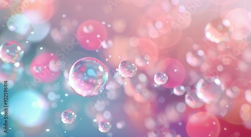 Colorful Bubbles Floating Against a Soft Background in Pastel Shades