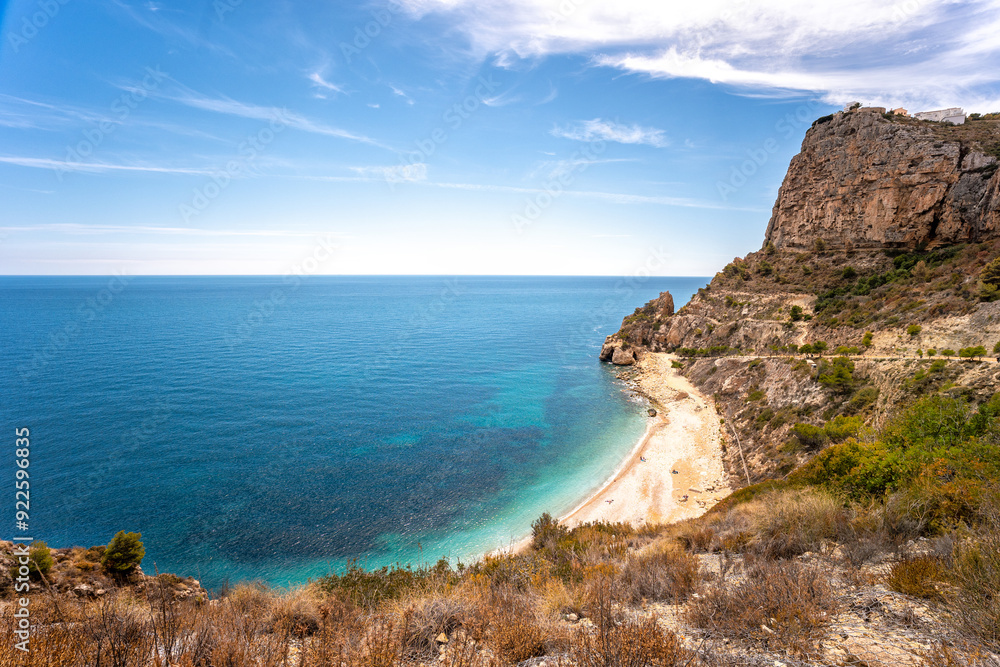 Fototapeta premium View to the Cala del Moraig - beautiful beach in Benitachell, Costa Blanca, Spain