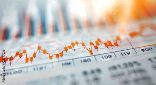 Financial Market Trends Displayed on Graphical Chart in Modern Workspace