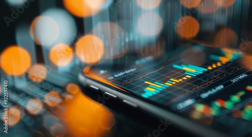 Stock Market Data Displayed on Smartphone With Urban Night Lights in Background