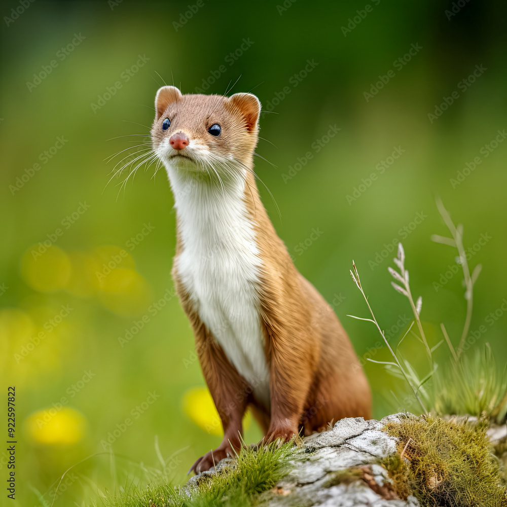 Niedliches Hermelin in freier Natur, Generative AI Niedliches Hermelin in freier Natur, Generative AI