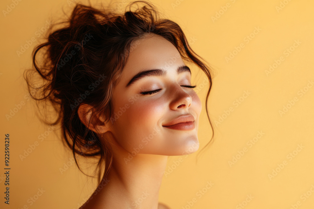 A close up of a woman's face with her eyes closed A close up of a woman's face with her eyes closed