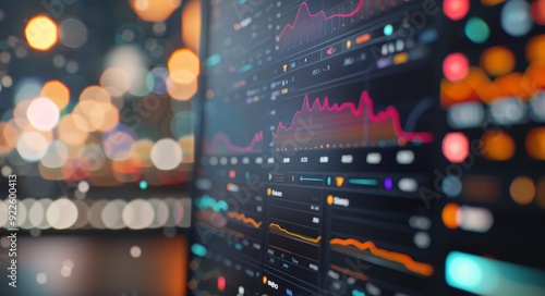 Colorful Data Visualization Displaying Trends and Insights at Night