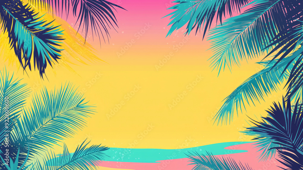 Fototapeta premium Colorful abstract summer background, summer beach poster template