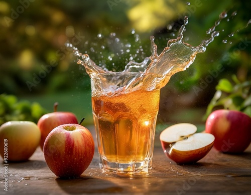 Ein Glas Apfelsatz mit Spritzer