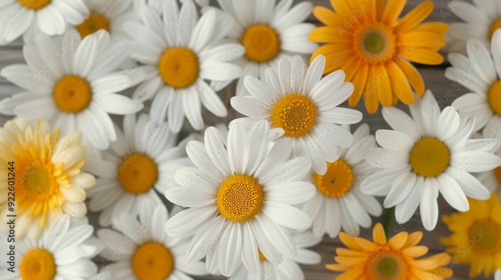 Colorful Daisies in a Wooden Tray Near Soft Natural Light Colorful Daisies in a Wooden Tray Near Soft Natural Light