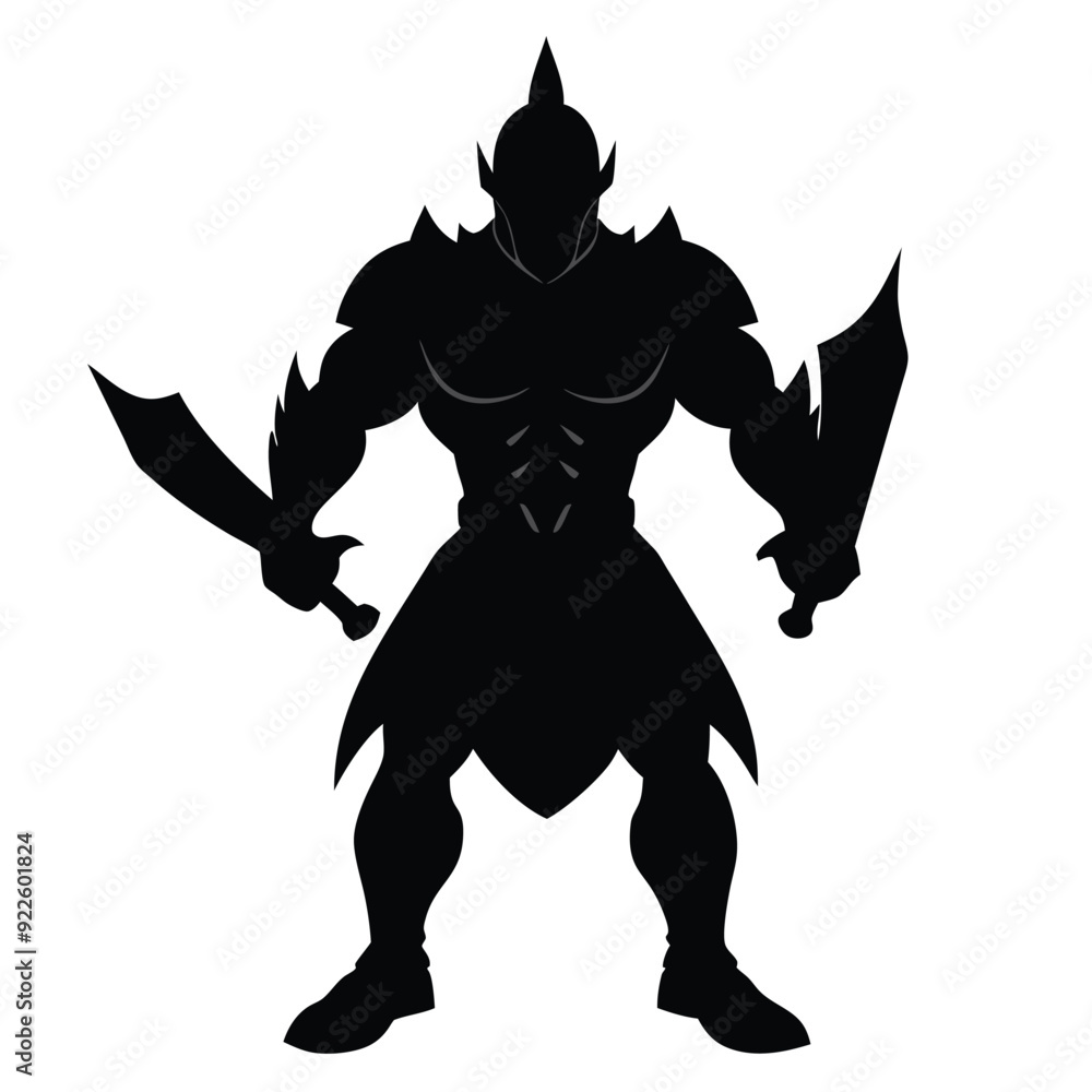 custom made wallpaper toronto digitala body builder medieval knight with sword, stand with warior pose vector silhouette 