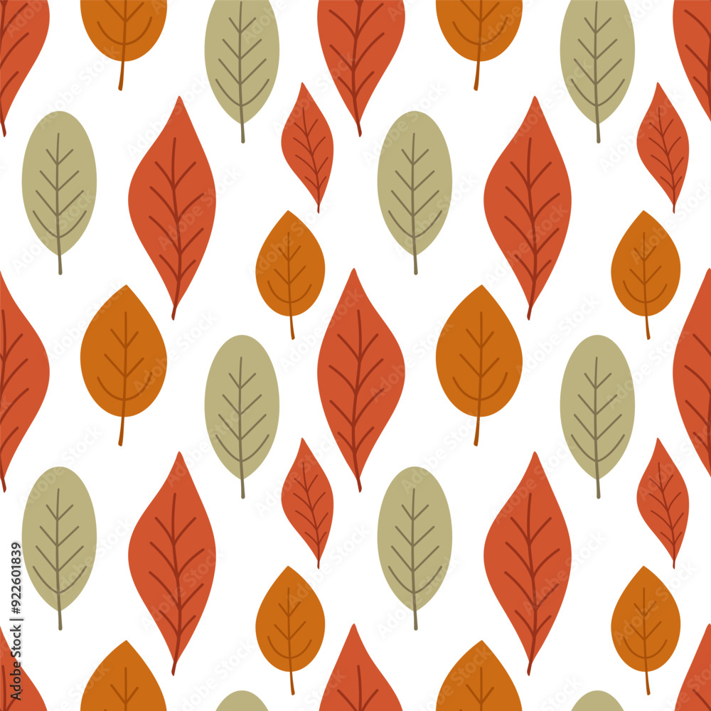 Obraz premium Autumn Leaves seamless pattern. Vector illustration.