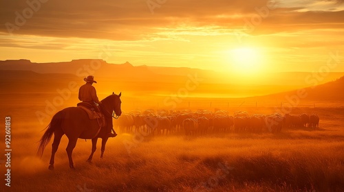 a cowboy with a horse in the desert