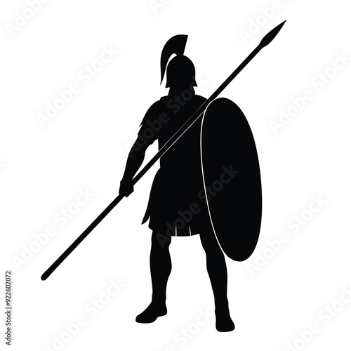 a body builder medieval knight with sword, stand with warior pose vector silhouette 