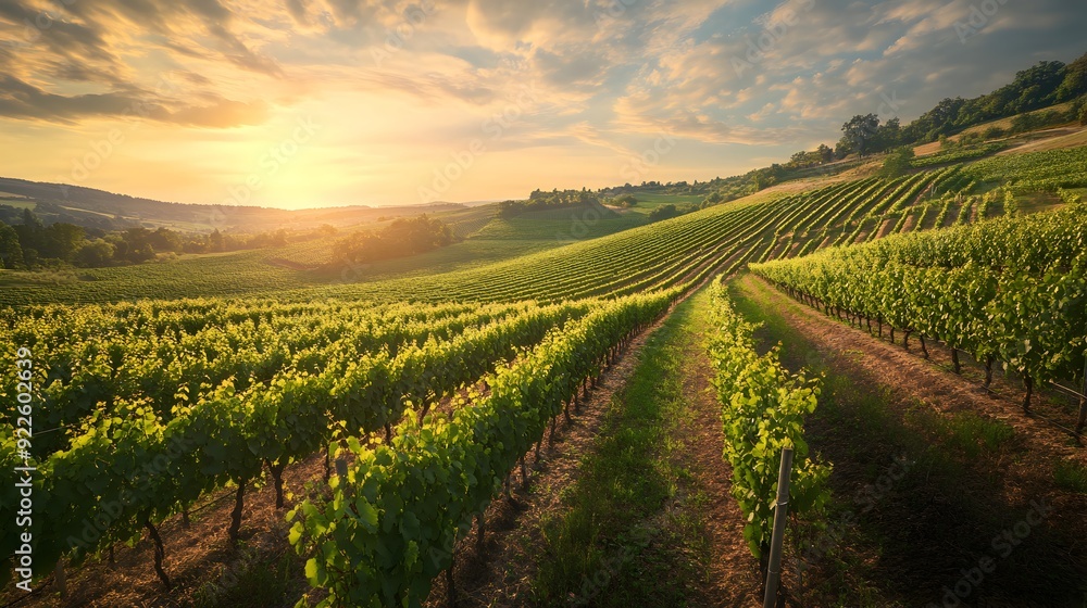Vineyard Sunset Landscape. Vineyard Sunset Landscape.