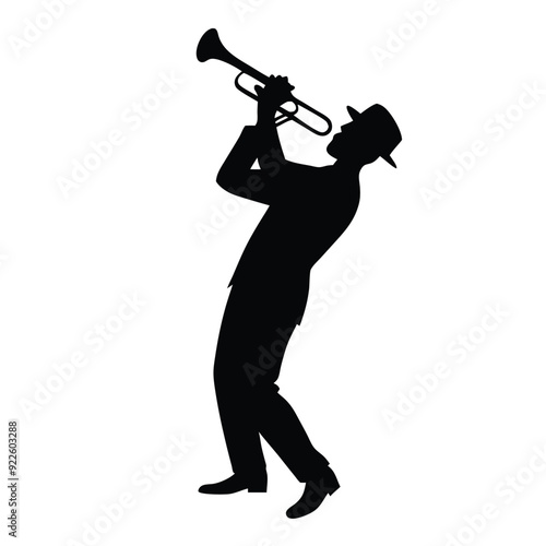 a musician playing saxophone music instrument. vector silhouette, black color silhouette 