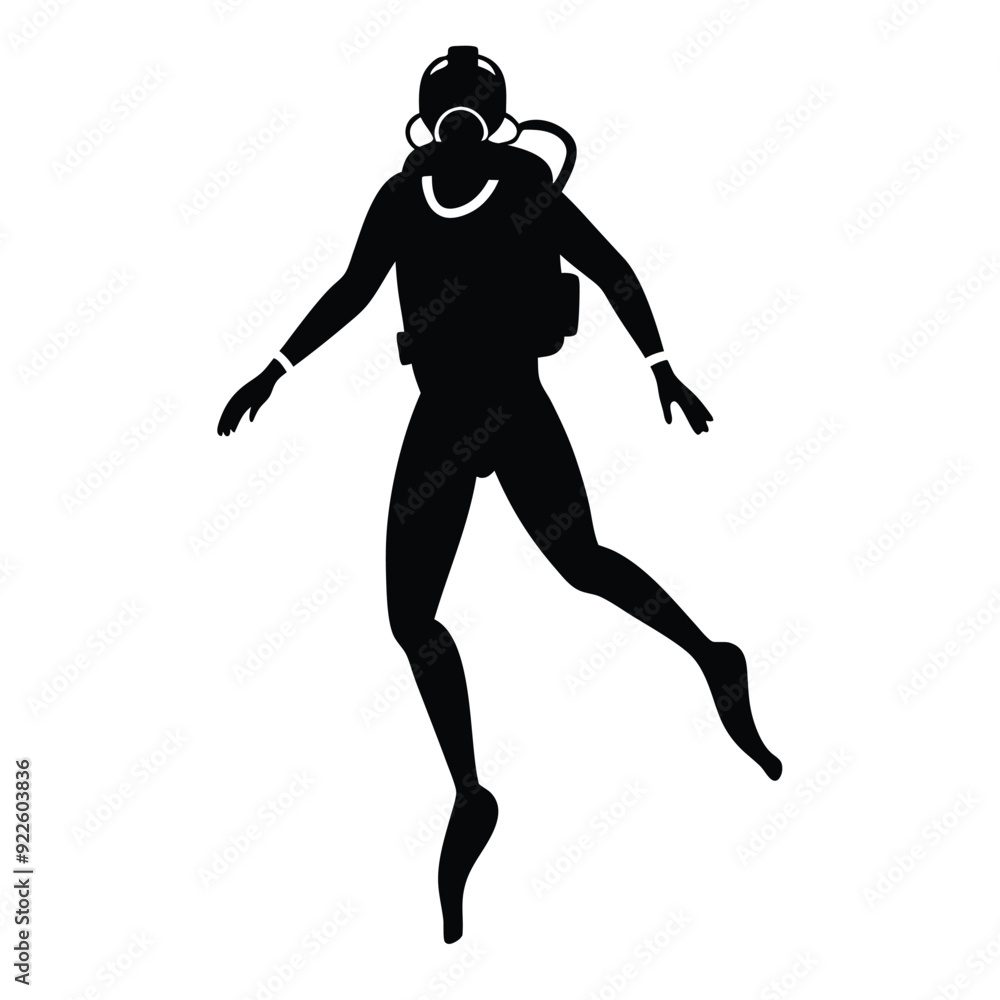 diver in isolate on a white background. Vector illustration, isolated white background diver in isolate on a white background. Vector illustration, isolated white background