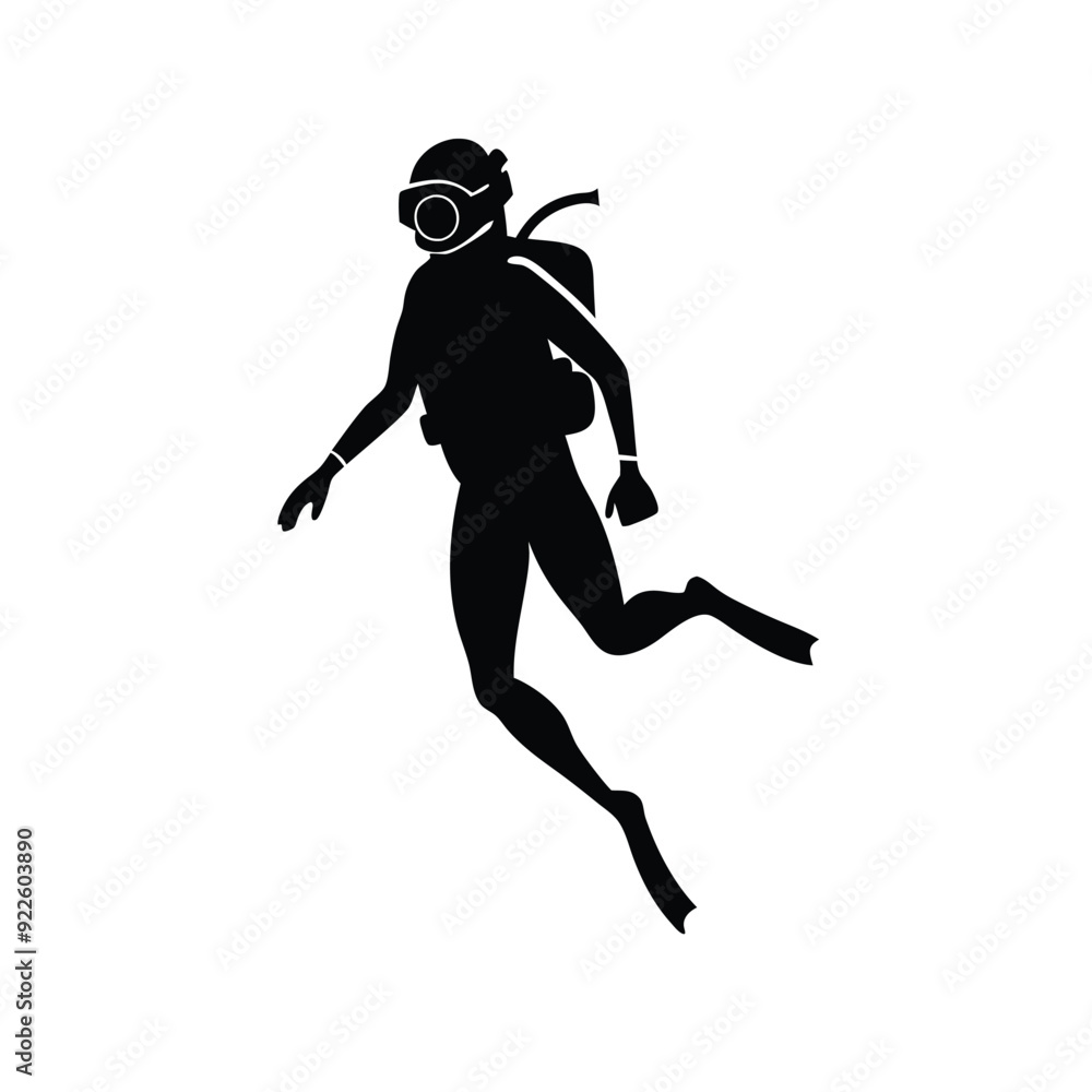 diver in isolate on a white background. Vector illustration, isolated white background diver in isolate on a white background. Vector illustration, isolated white background