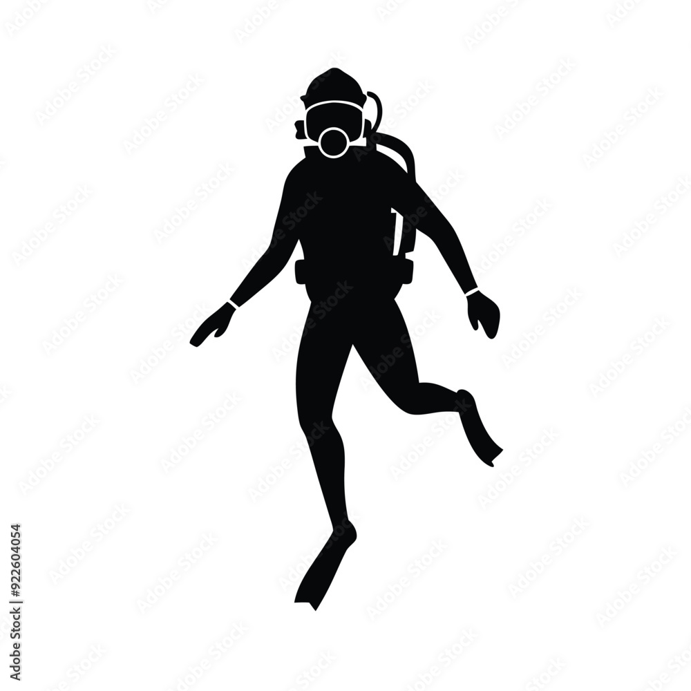 diver in isolate on a white background. Vector illustration, isolated white background diver in isolate on a white background. Vector illustration, isolated white background