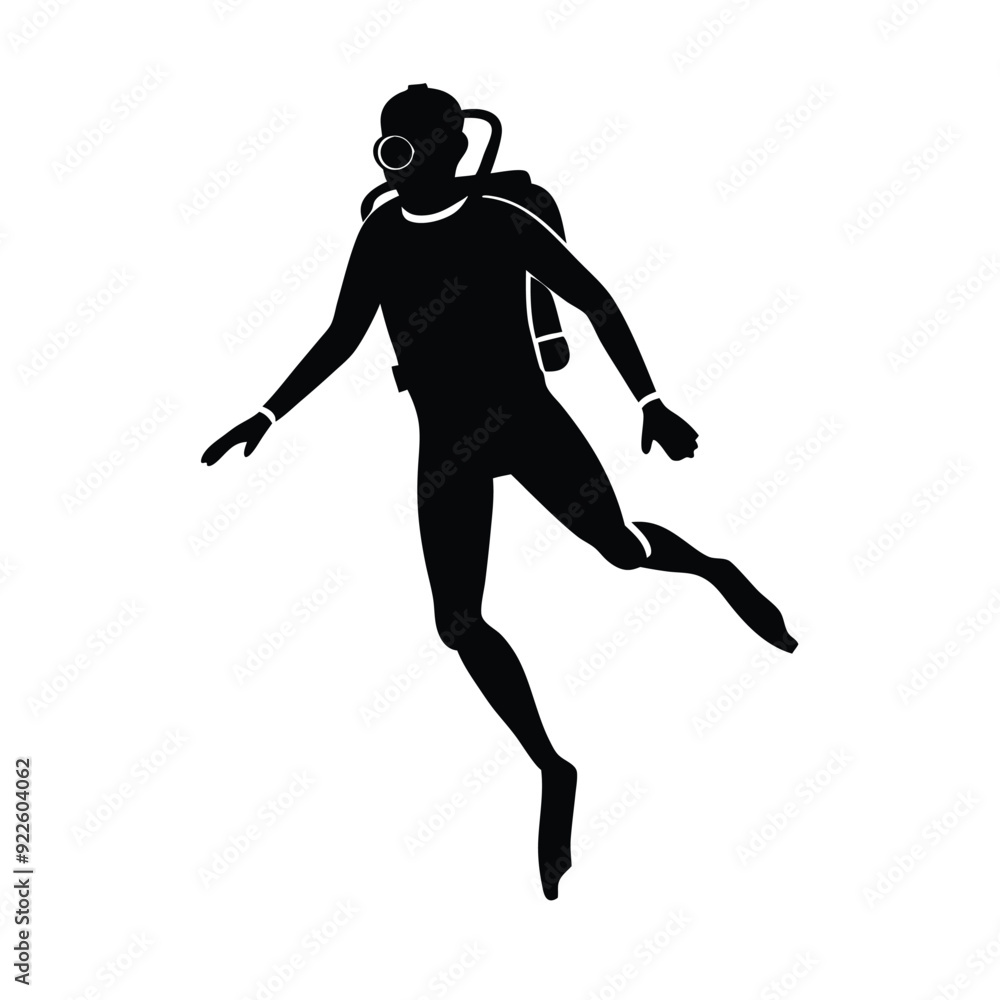 diver in isolate on a white background. Vector illustration, isolated white background diver in isolate on a white background. Vector illustration, isolated white background