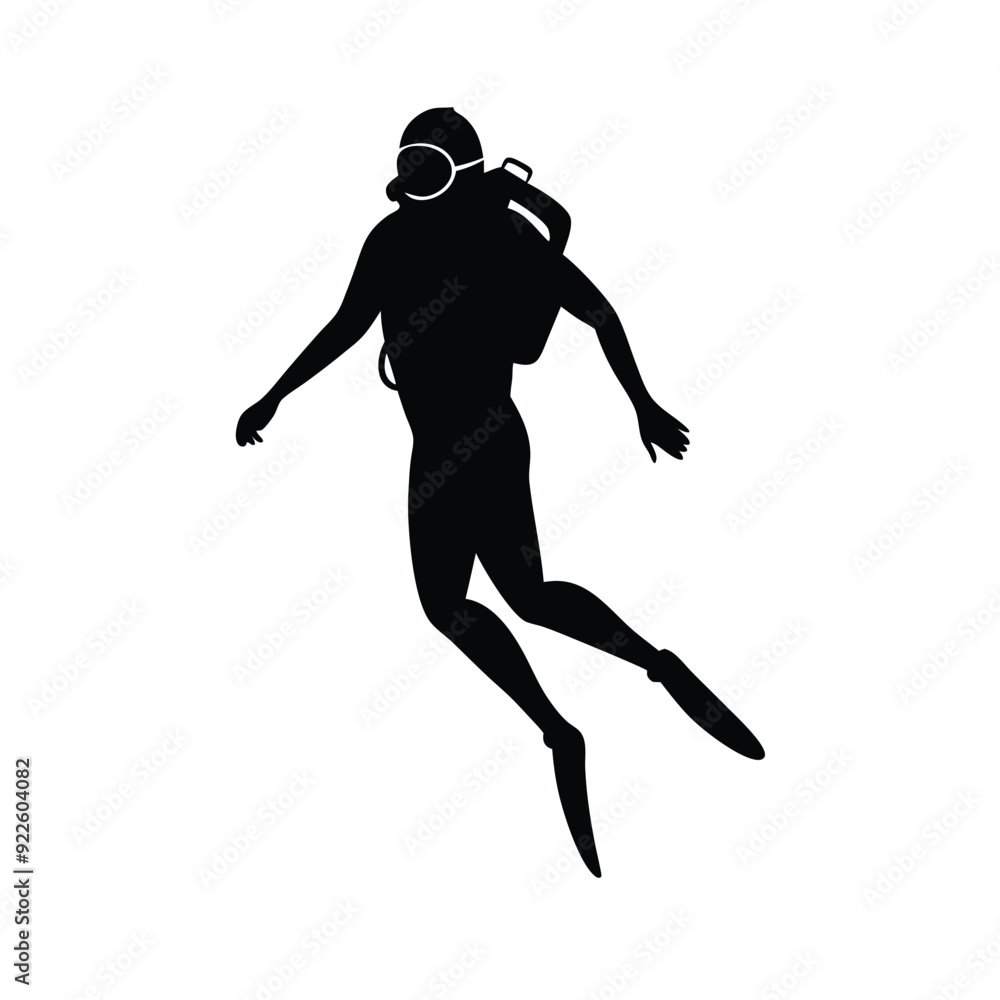 diver in isolate on a white background. Vector illustration, isolated white background diver in isolate on a white background. Vector illustration, isolated white background