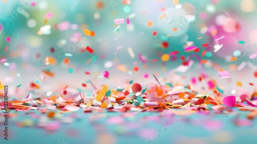 Colorful Confetti Falling on a Bright Background During a Celebration