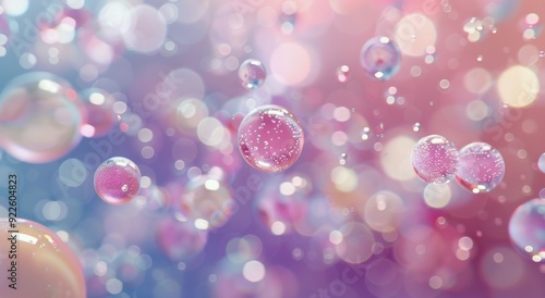 Delicate Bubbles Floating Against a Colorful Abstract Background