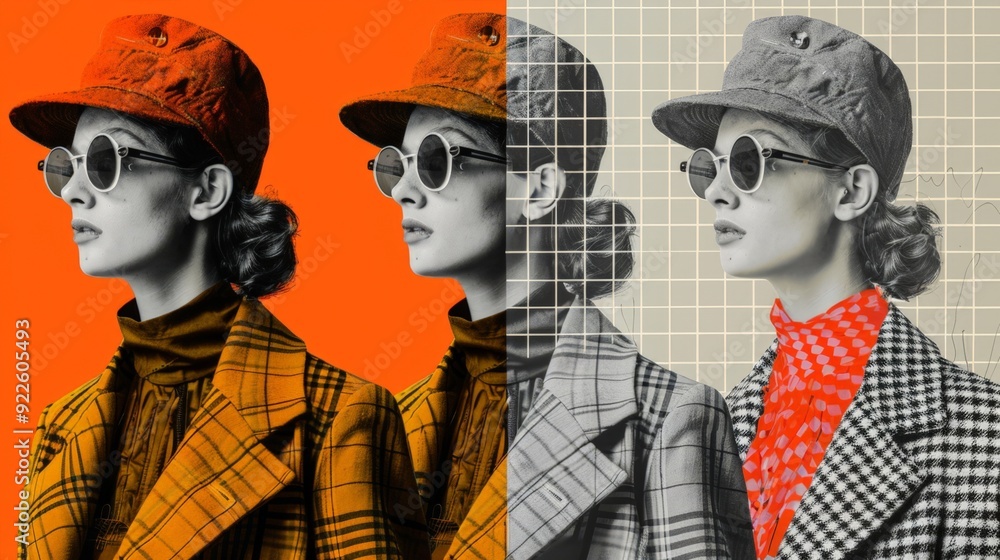 High fashion poster with 80s and 90s Retro futuristic aesthetic. Grunge noise Creative Mixed media collage. Stylish vintage backdrop, grunge graphic design style. High fashion poster with 80s and 90s Retro futuristic aesthetic. Grunge noise Creative Mixed media collage. Stylish vintage backdrop, grunge graphic design style.
