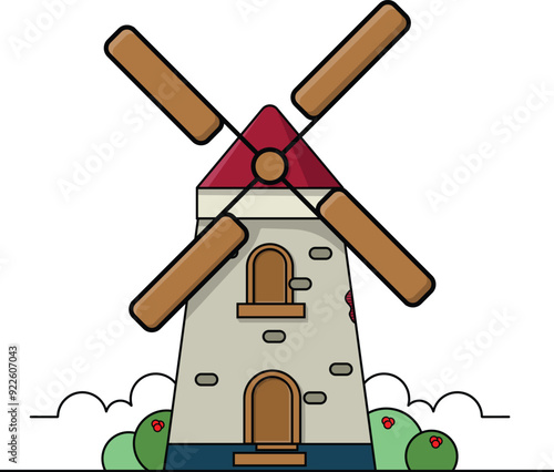 Windmill Vector Illustration