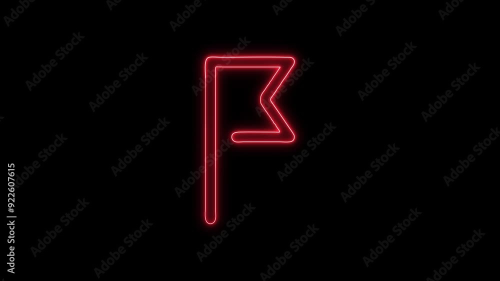 Waving White Flag Icon - 4K Animated Design with Linear Symbol on Black Background