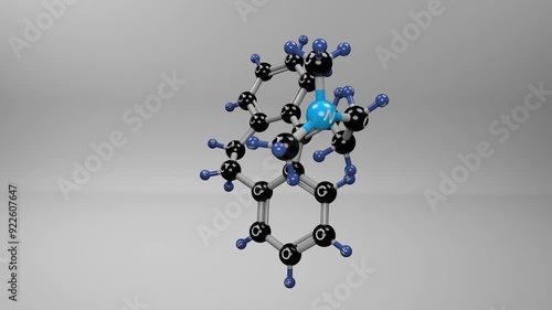 Amitriptyline molecule. Molecular structure of Elavil, antidepressant drug also used to treat chronic pain conditions such as fibromyalgia and migraine. photo