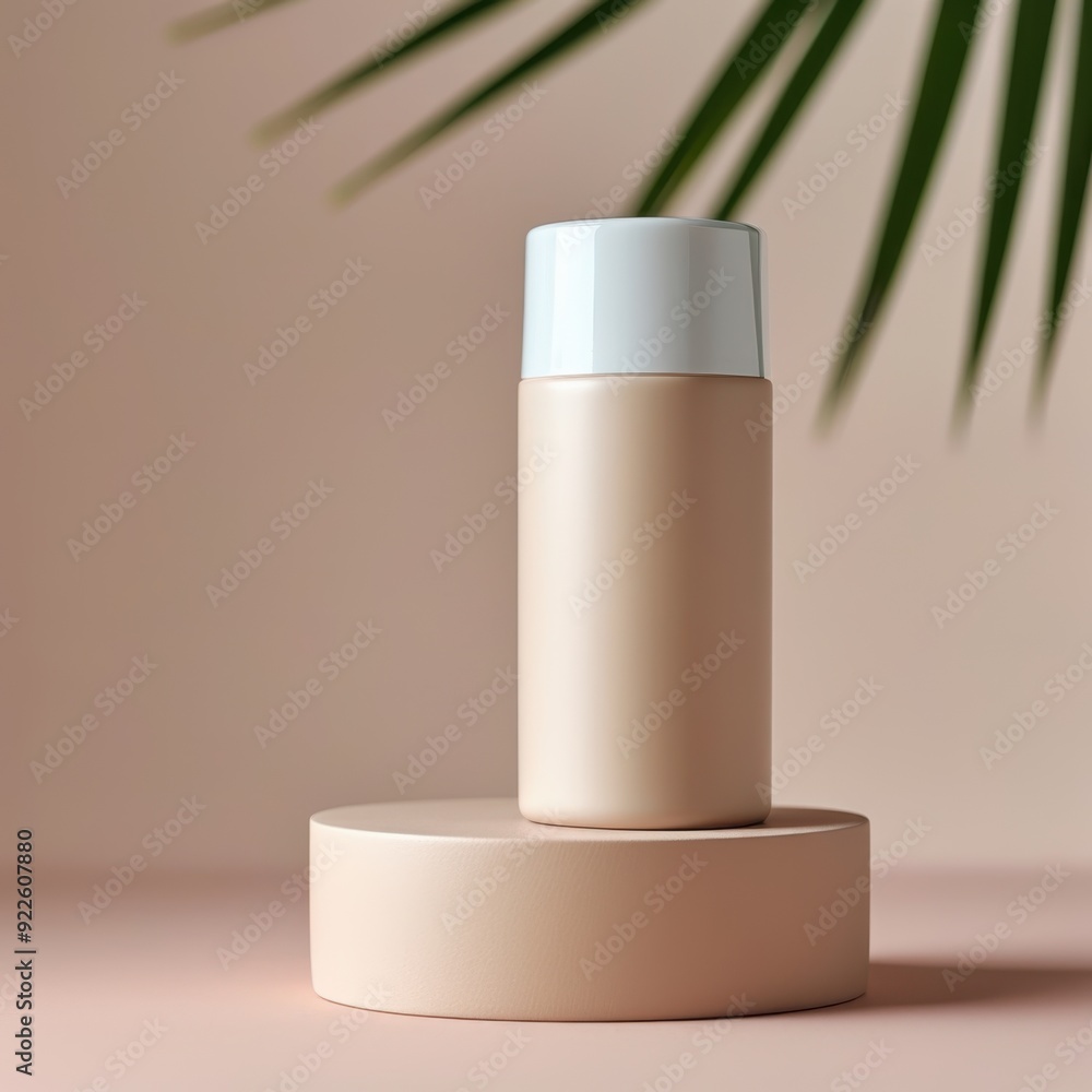 Minimalist skincare product on a round pedestal, soft neutral tones create a calming aesthetic, complemented by subtle botanical elements in the background. Minimalist skincare product on a round pedestal, soft neutral tones create a calming aesthetic, complemented by subtle botanical elements in the background.