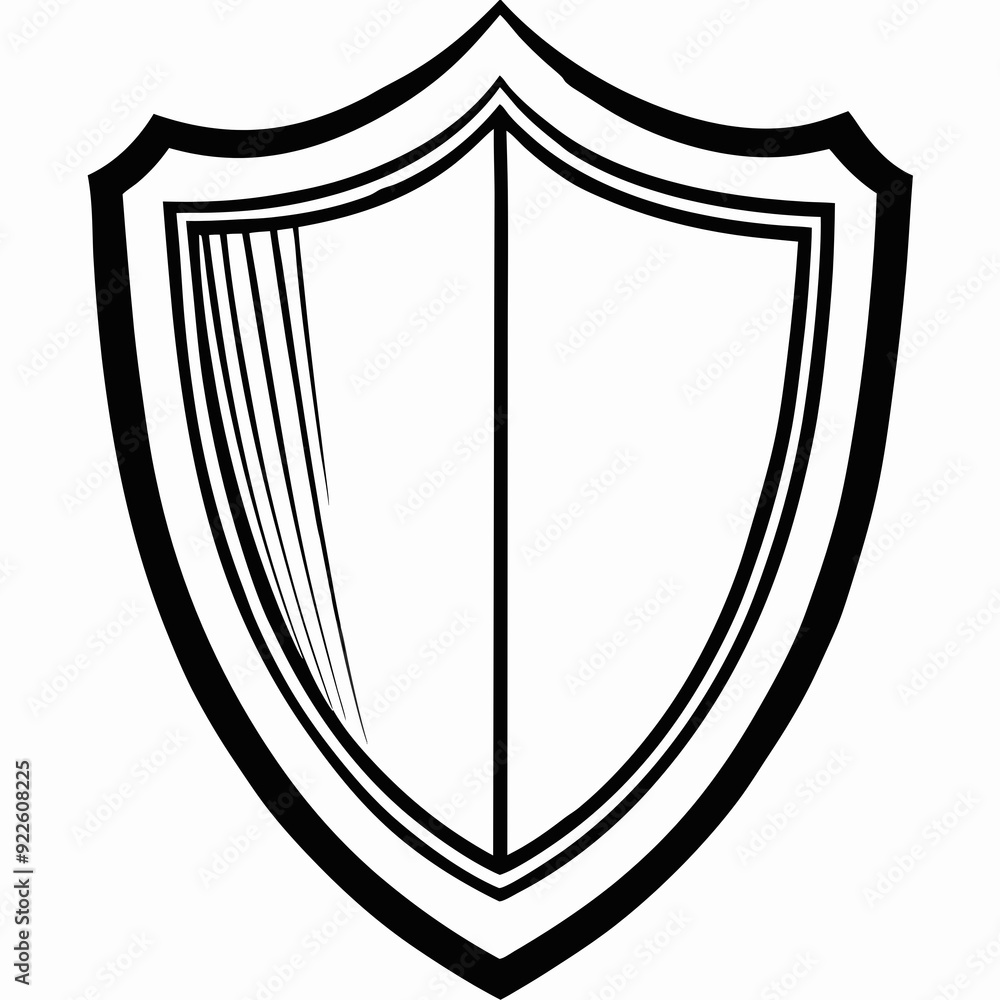 Shield icon symbolizing protection and security in minimalist design Shield icon symbolizing protection and security in minimalist design