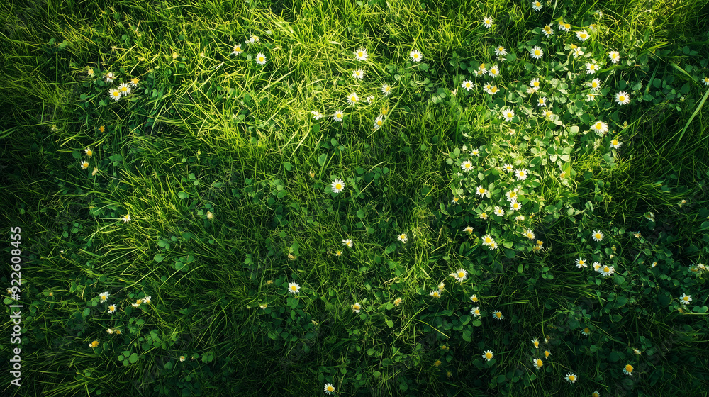 Green grass with wild flowers texture background Green grass with wild flowers texture background