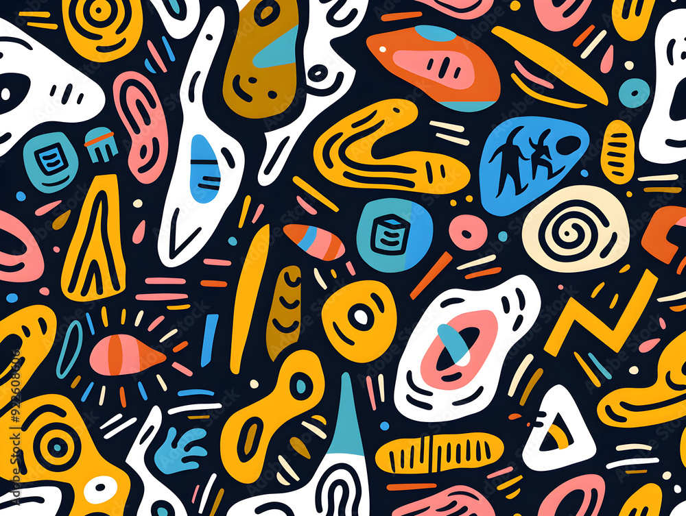 Abstract Geometric Pattern with Bold Colors and Tribal-Inspired Shapes for Contemporary Design Projects Abstract Geometric Pattern with Bold Colors and Tribal-Inspired Shapes for Contemporary Design Projects