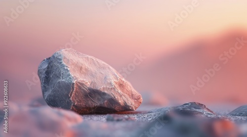 Smooth Rock on Wet Ground at Sunrise