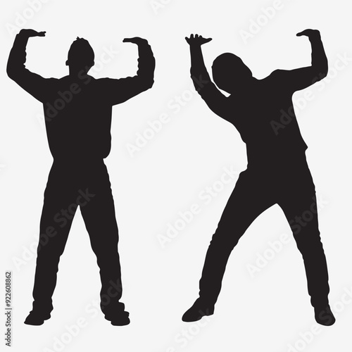 Man Pushing up silhouette vector