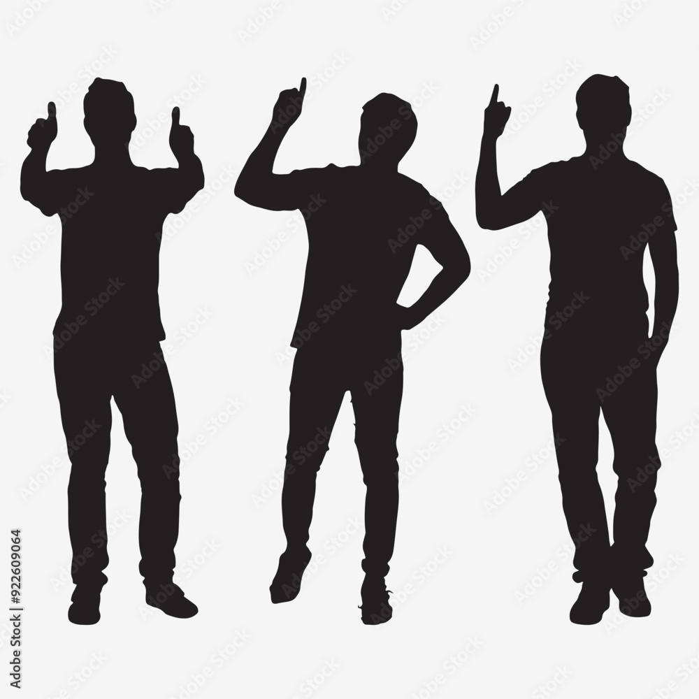 Three-man showing thumb Silhouette Three-man showing thumb Silhouette