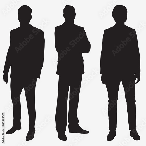 Three-man standing position silhouette illustration