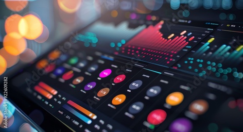 Colorful Data Visualization Displaying Trends and Insights at Night