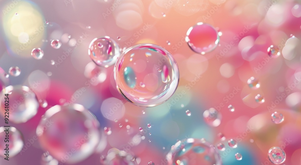 Delicate Bubbles Floating Against a Colorful Abstract Background Delicate Bubbles Floating Against a Colorful Abstract Background