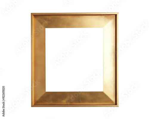 Bold, thick gold frame with beveled edges on a white background photo