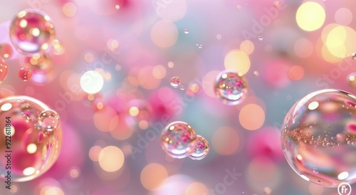 Colorful Bubbles Floating Against a Soft Background in Pastel Shades