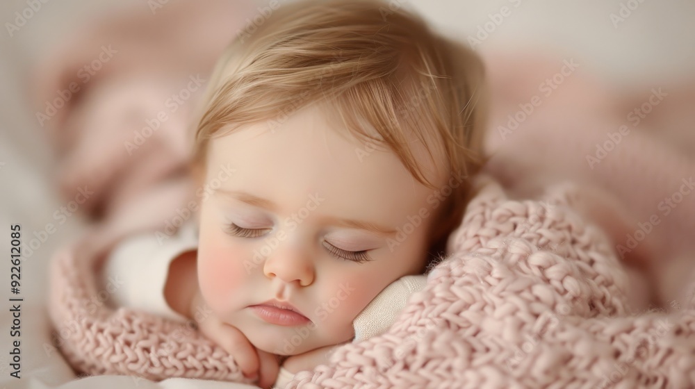 Sleeping Baby Wrapped in Soft Blanket at Home on a Peaceful Morning Sleeping Baby Wrapped in Soft Blanket at Home on a Peaceful Morning