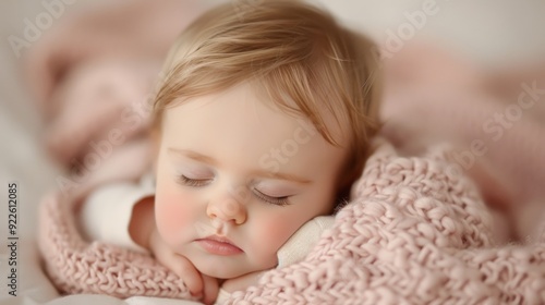 Sleeping Baby Wrapped in Soft Blanket at Home on a Peaceful Morning