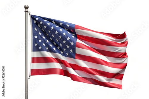 A vibrant American flag waving proudly in the wind, symbolizing patriotism, freedom, unity, and national pride.